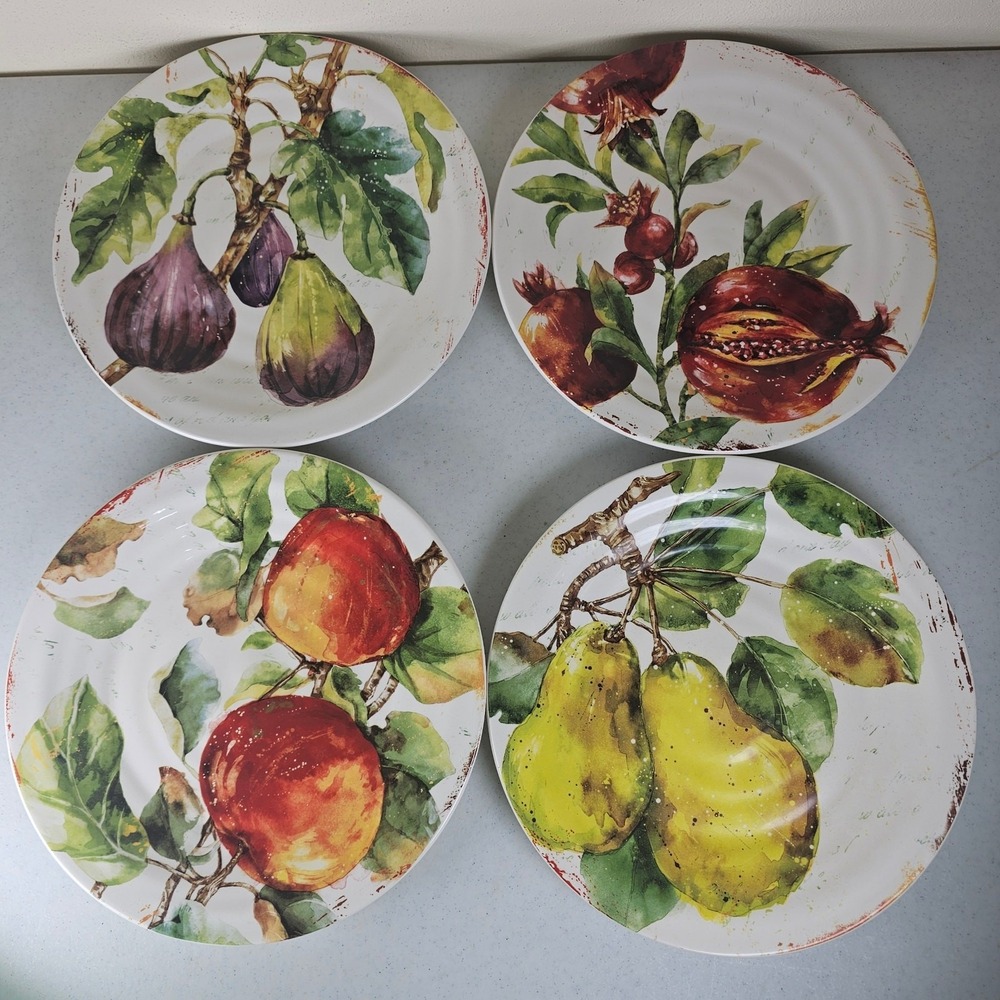 4 Pier 1 Imports VERONA Fruits Ironstone Salad Plates